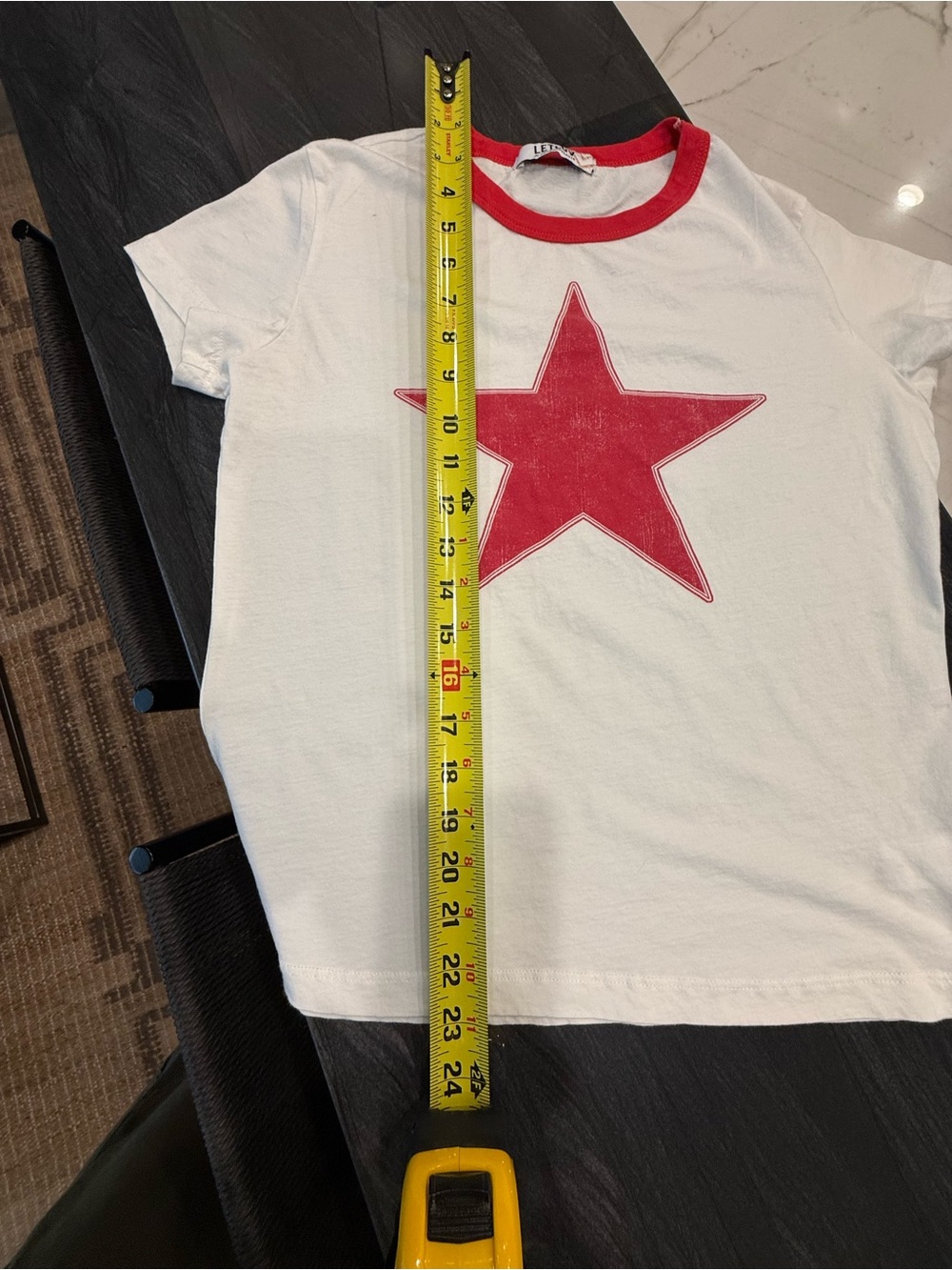 Anthropologie White Tee with Red Star Graphic and Red Ringer Neck - Picture 5 of 7